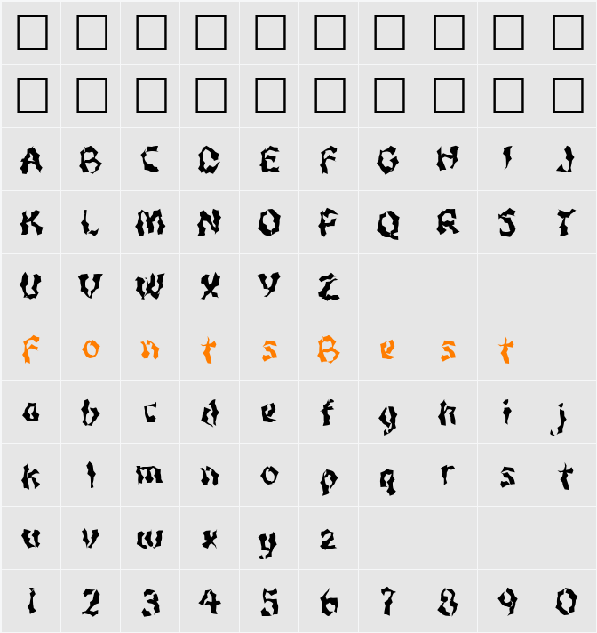 FZ WACKY 49 Character Map