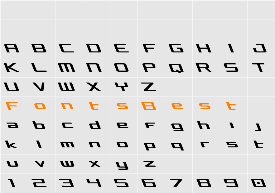 Concielian Leftalic Character Map