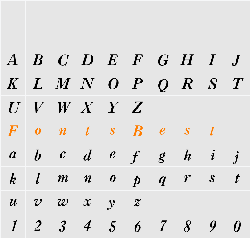 Caslon-BoldItalic Character Map