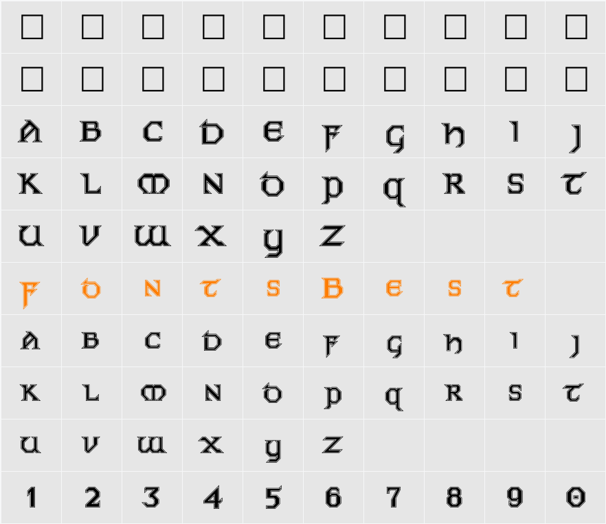 FZ JAZZY 31 CONTOUR Character Map