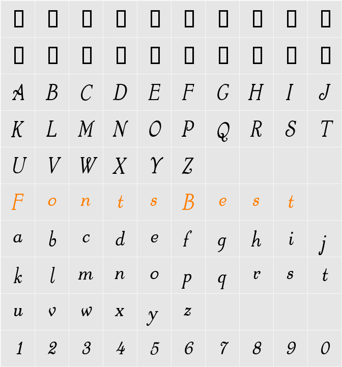 Fanciful-Condensed Character Map