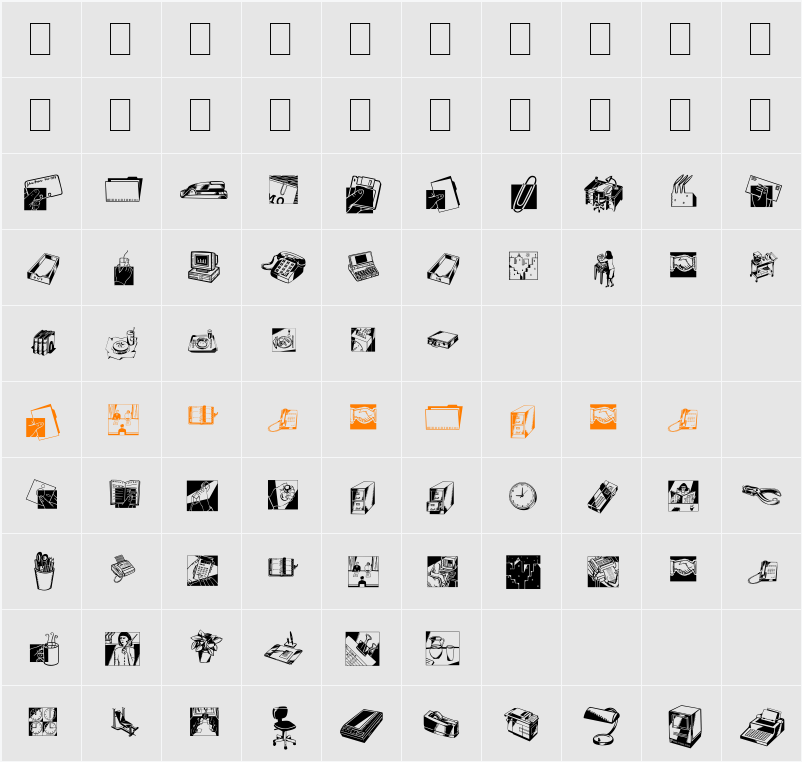 DF Industrials Character Map