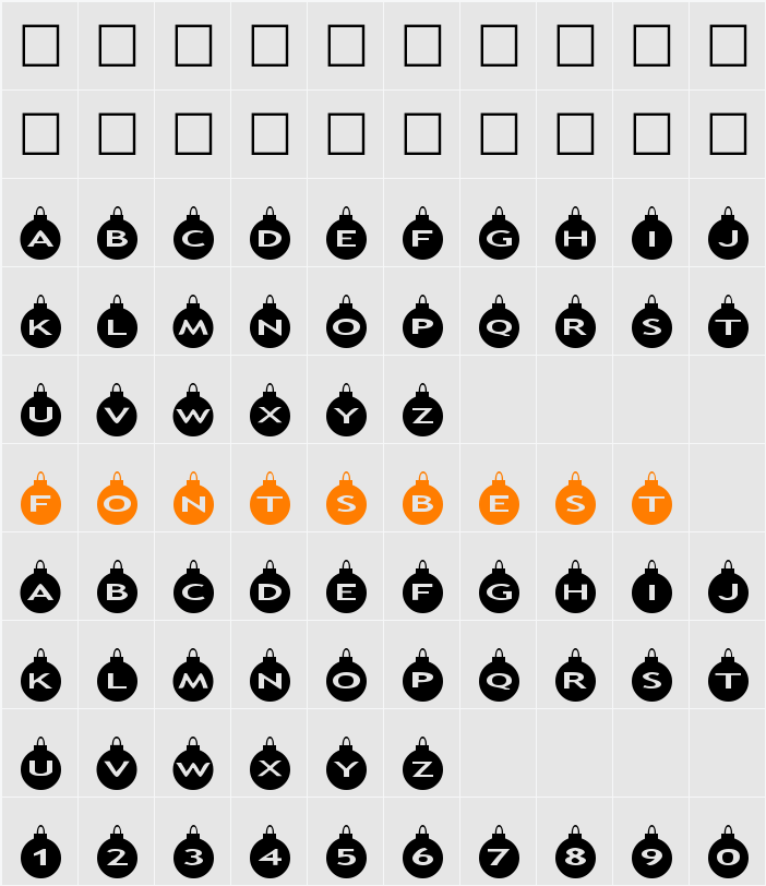 AlphaShapes xmas balls Character Map