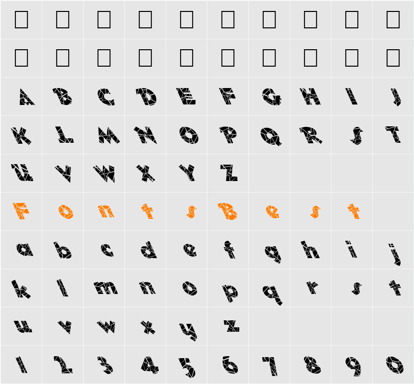 FZ JAZZY 32 CRACKED LEFTY Character Map