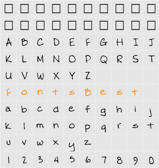 FarrahsHand Character Map