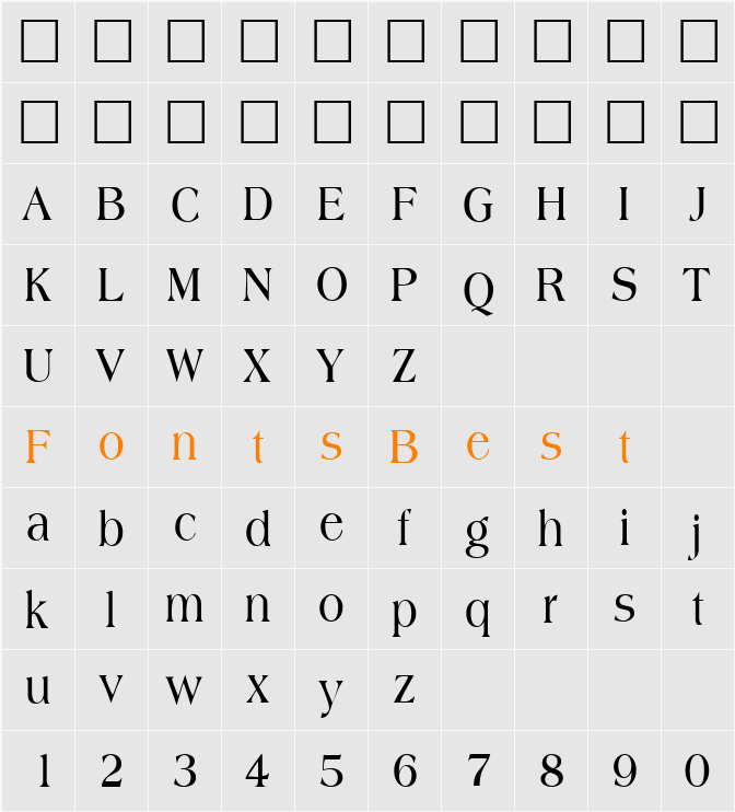 AmphionCondensed Character Map