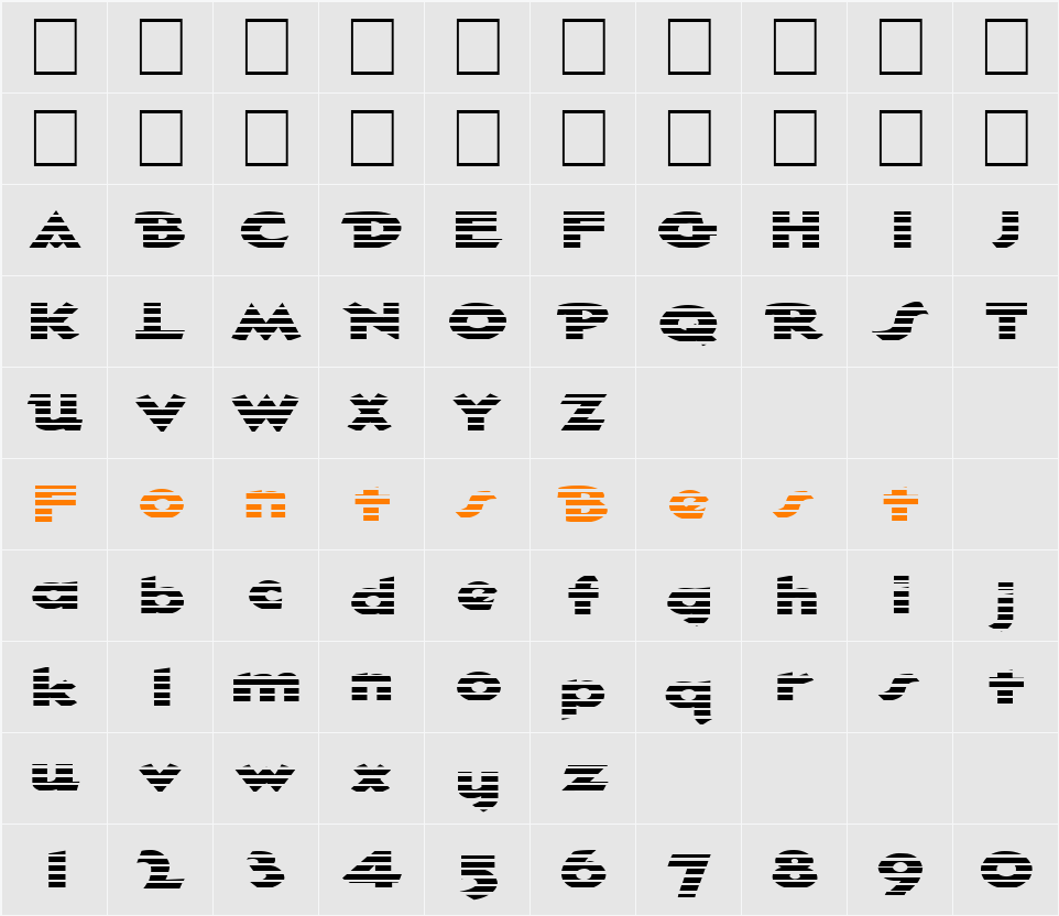 FZ JAZZY 32 STRIPED EX Character Map