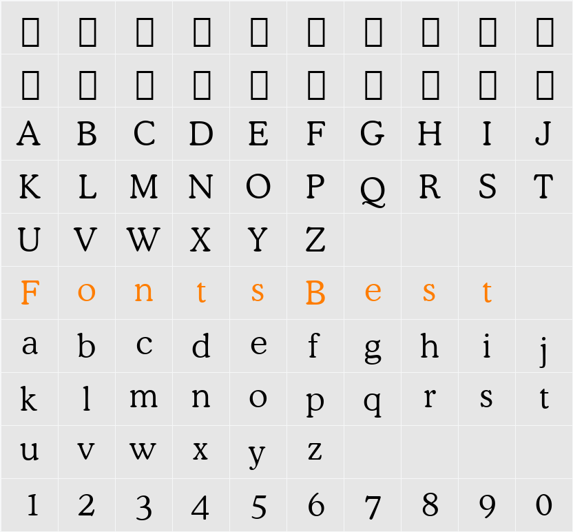 Cooper Lt BT Character Map