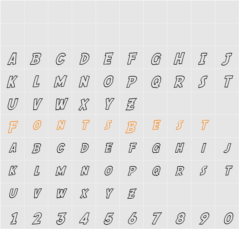 SF Comic Script Outline Character Map