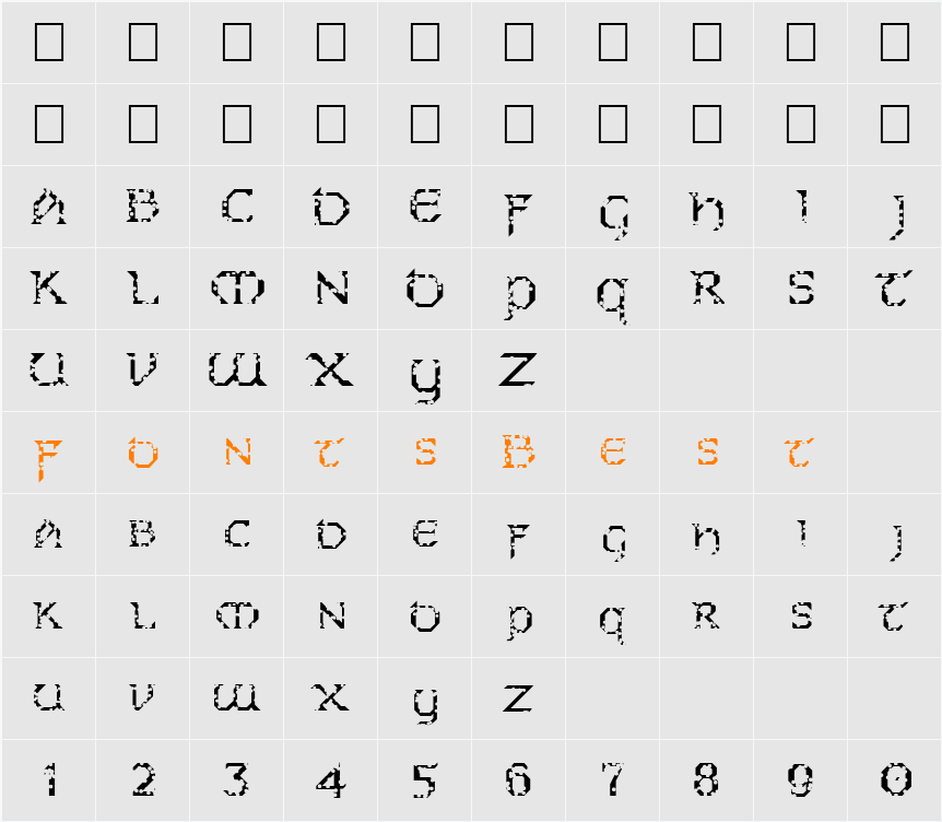 FZ JAZZY 31 HOLEY Character Map