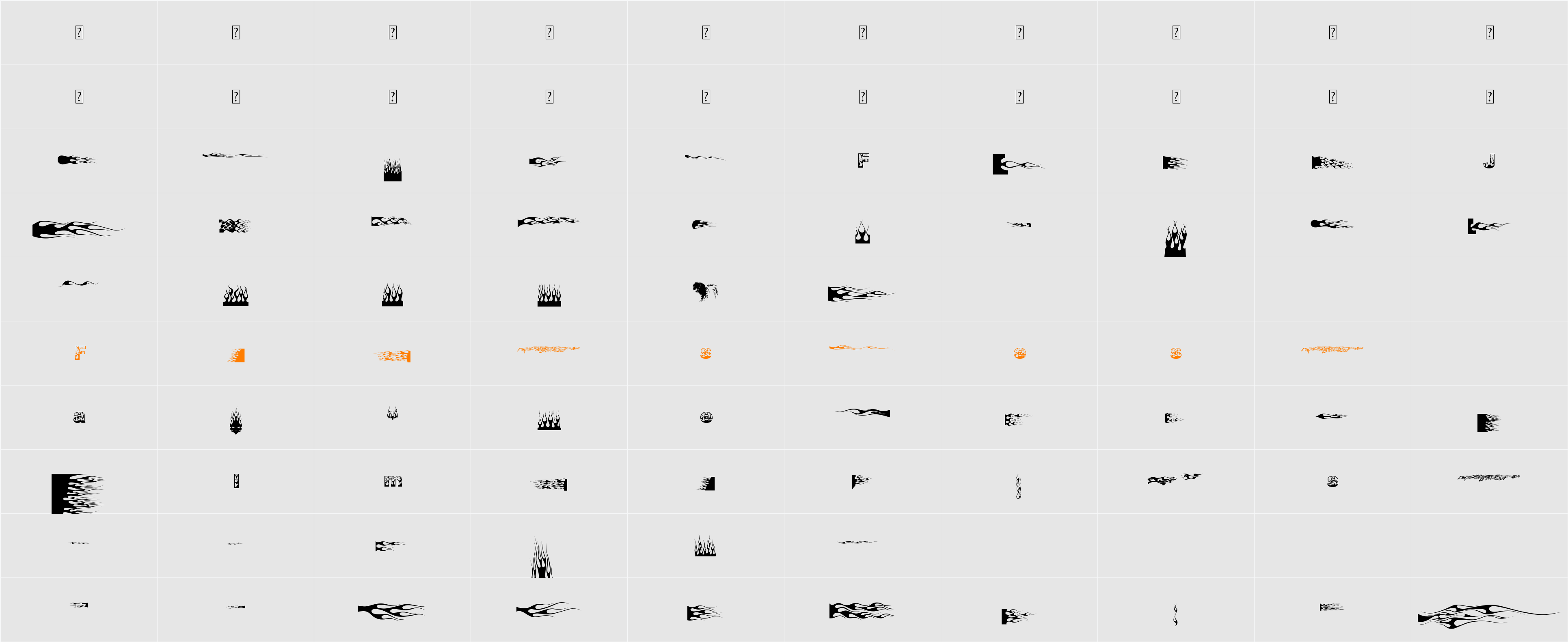 J-Flames Character Map