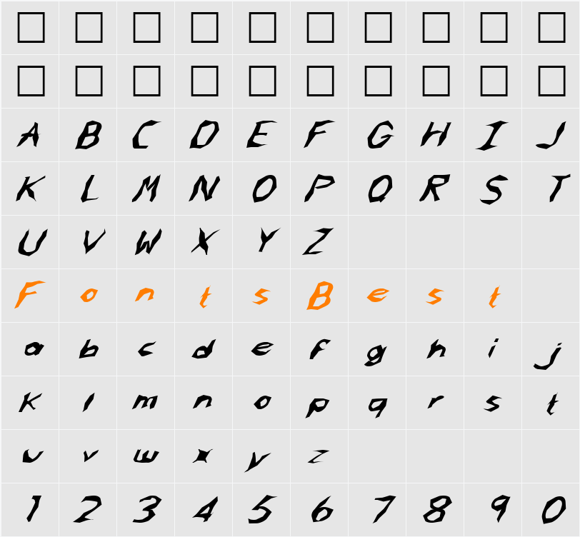 FZ WACKY 61 ITALIC Character Map