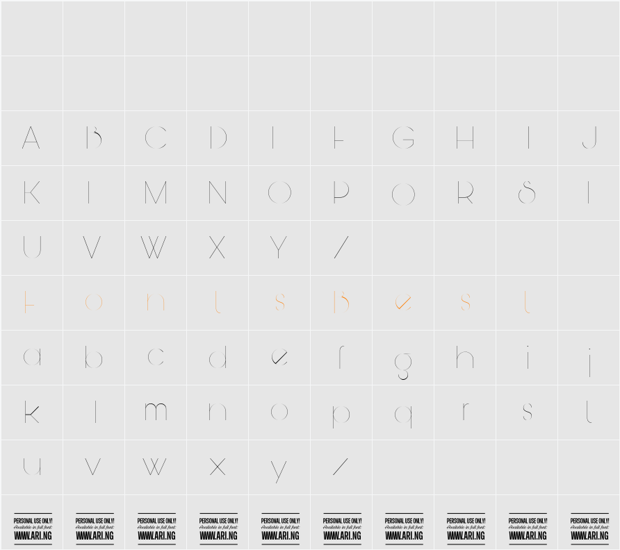 Bunya PERSONAL Character Map