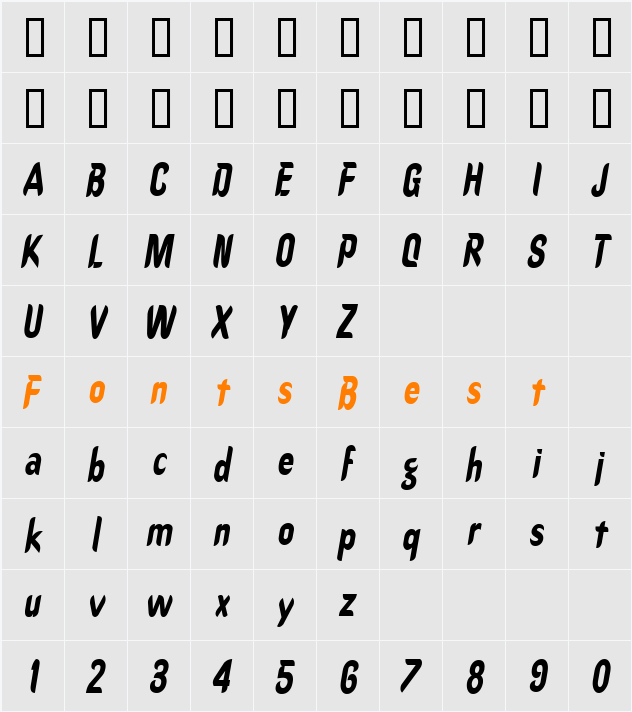 CallimarkerCondensed Character Map