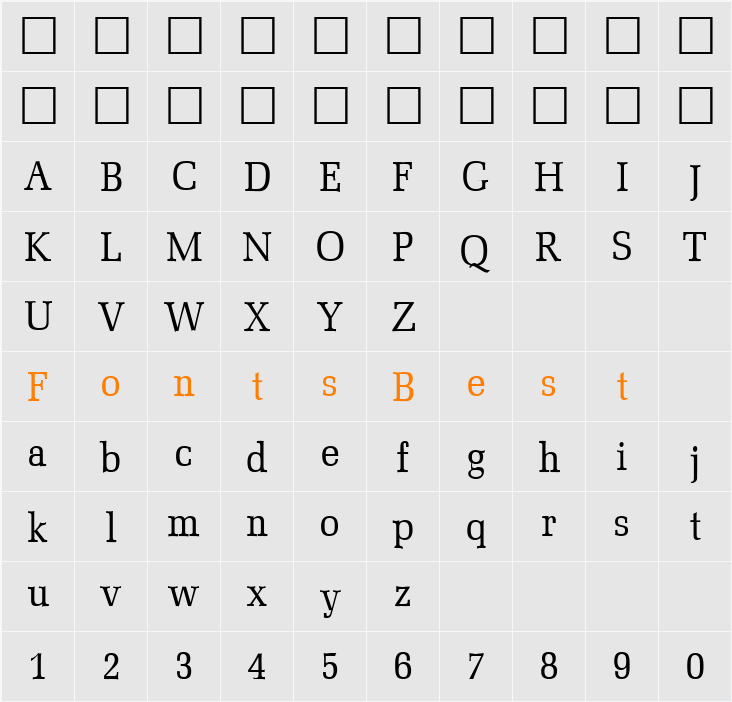 MiniMezzo Character Map