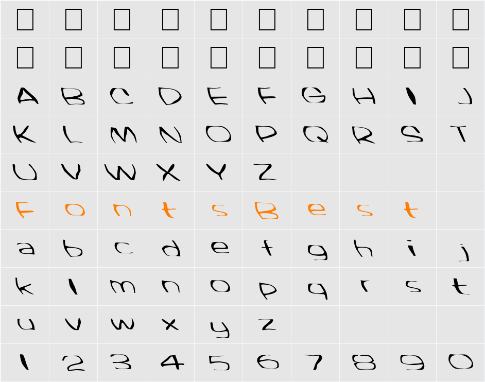 FZ WARPED 33 LEFTY Character Map