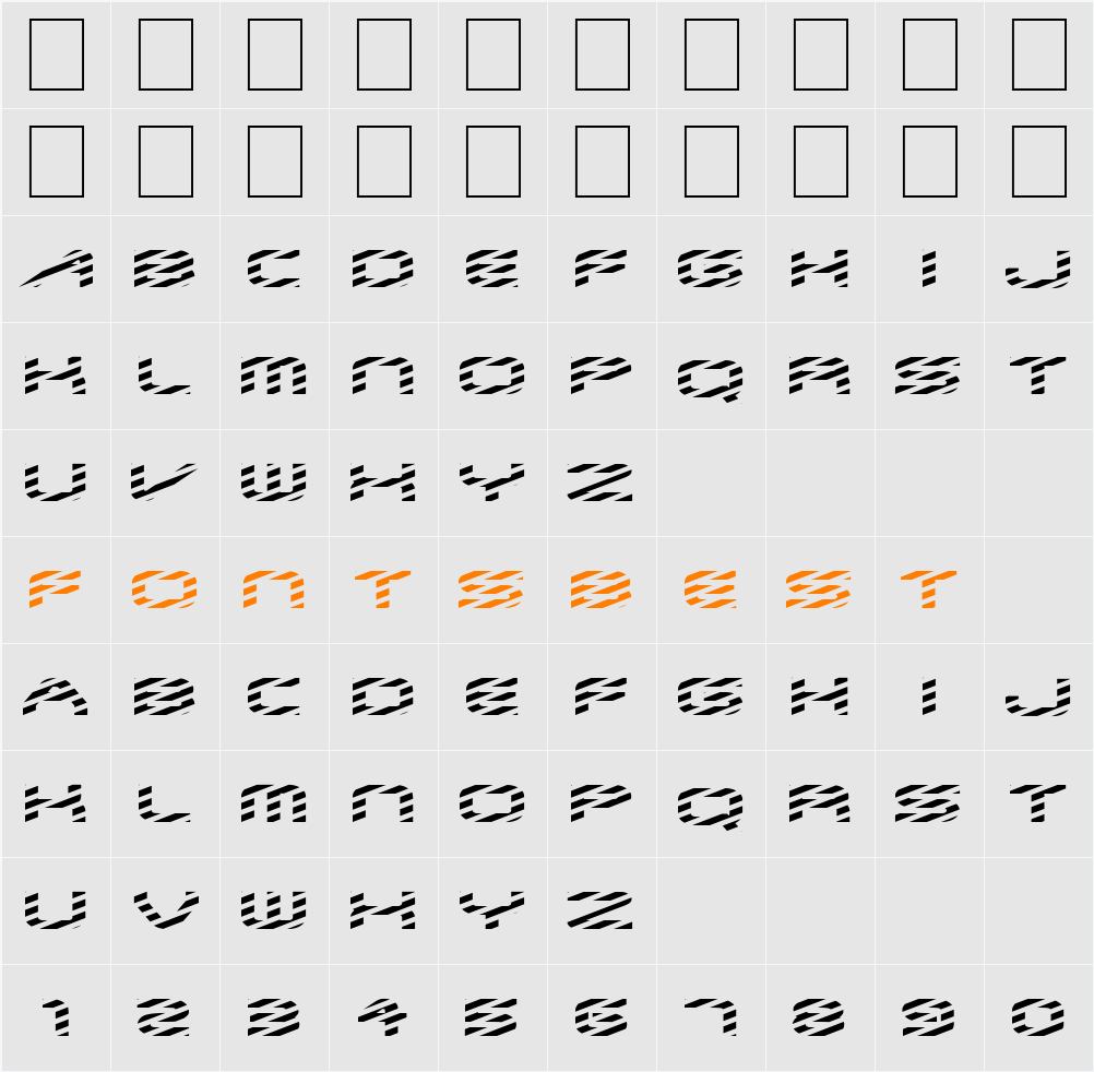 FZ JAZZY 6 STRIPED EX Character Map