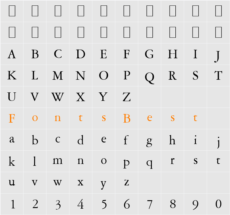 Amery-Condensed Character Map