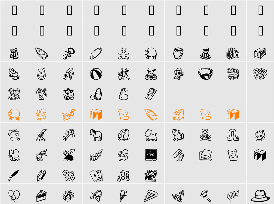 DF Tot Spots ITC Character Map