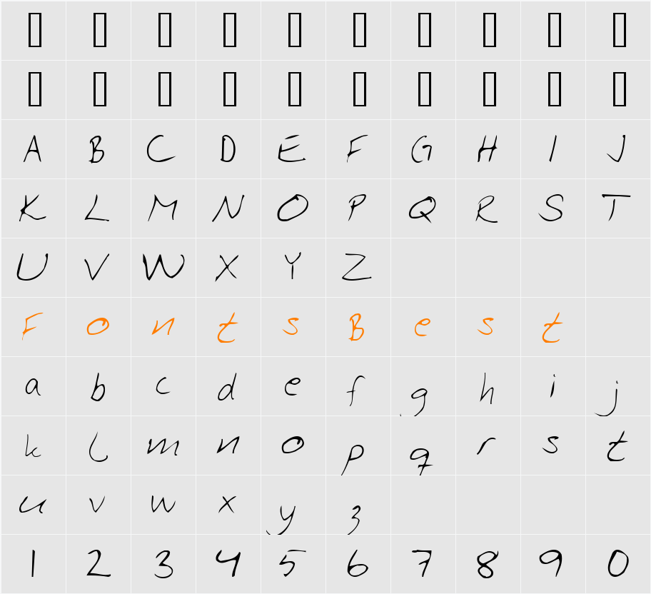 Asa Rocks Character Map