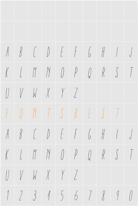 Aracne Ultra Condensed Light It Character Map