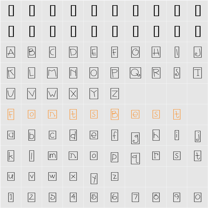 CK Fun Boxes Character Map