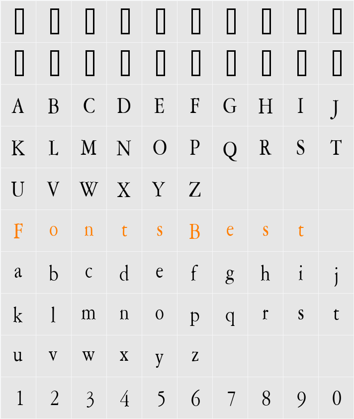 Amery Thin Character Map