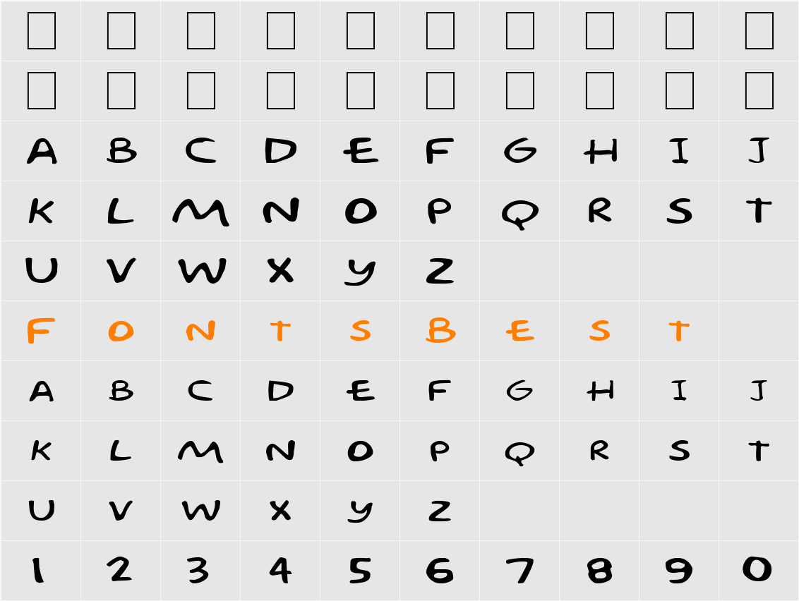 FZ JAZZY 57 EX Character Map