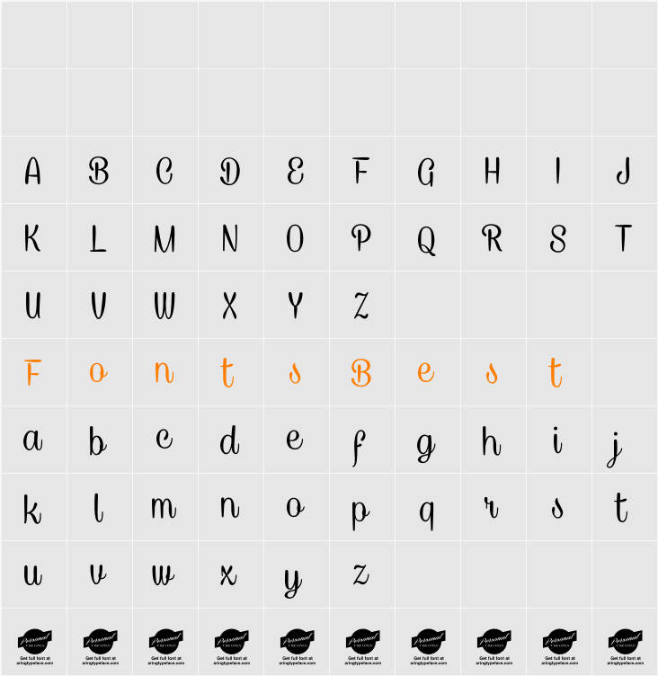 Caneletter Script Personal Use Character Map