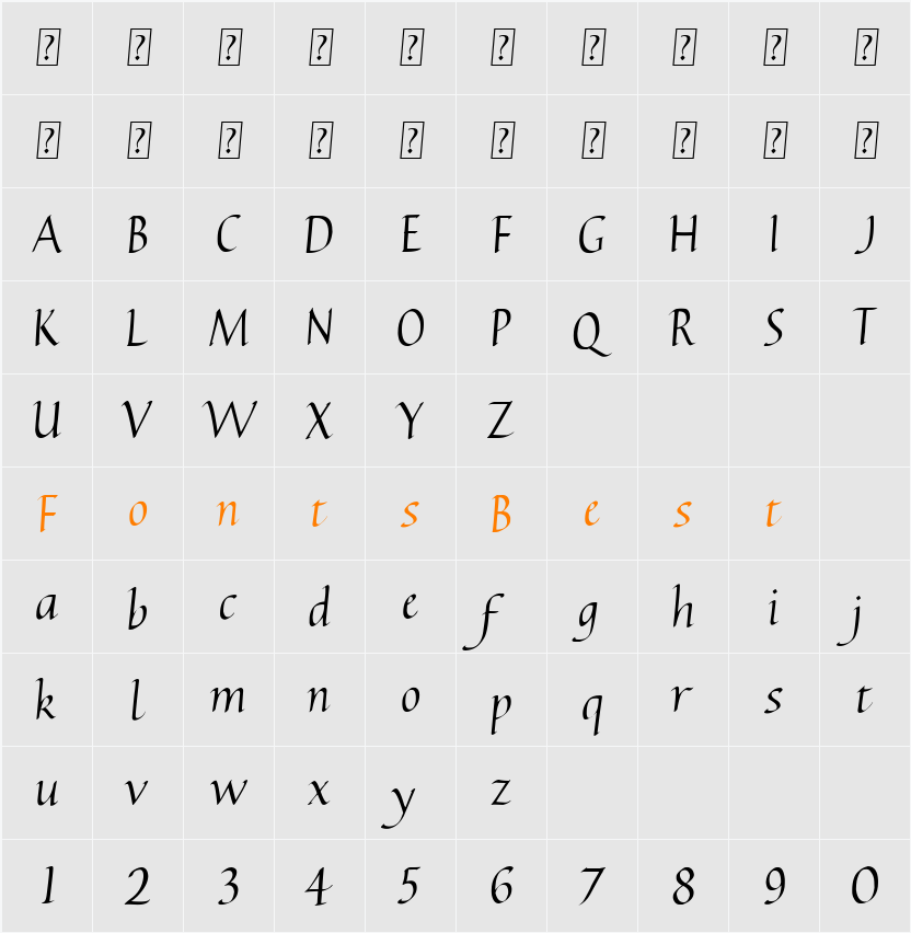 Carmenta Character Map