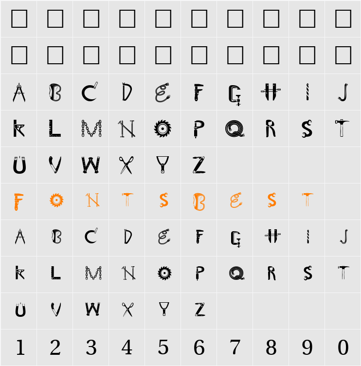 CraftsmanSCapsSSK Character Map