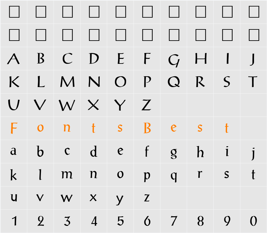 AlexAntiqua Character Map