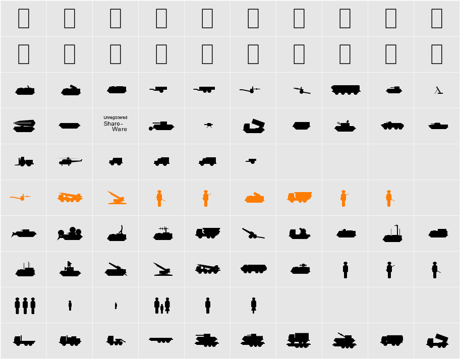 Milpics Character Map