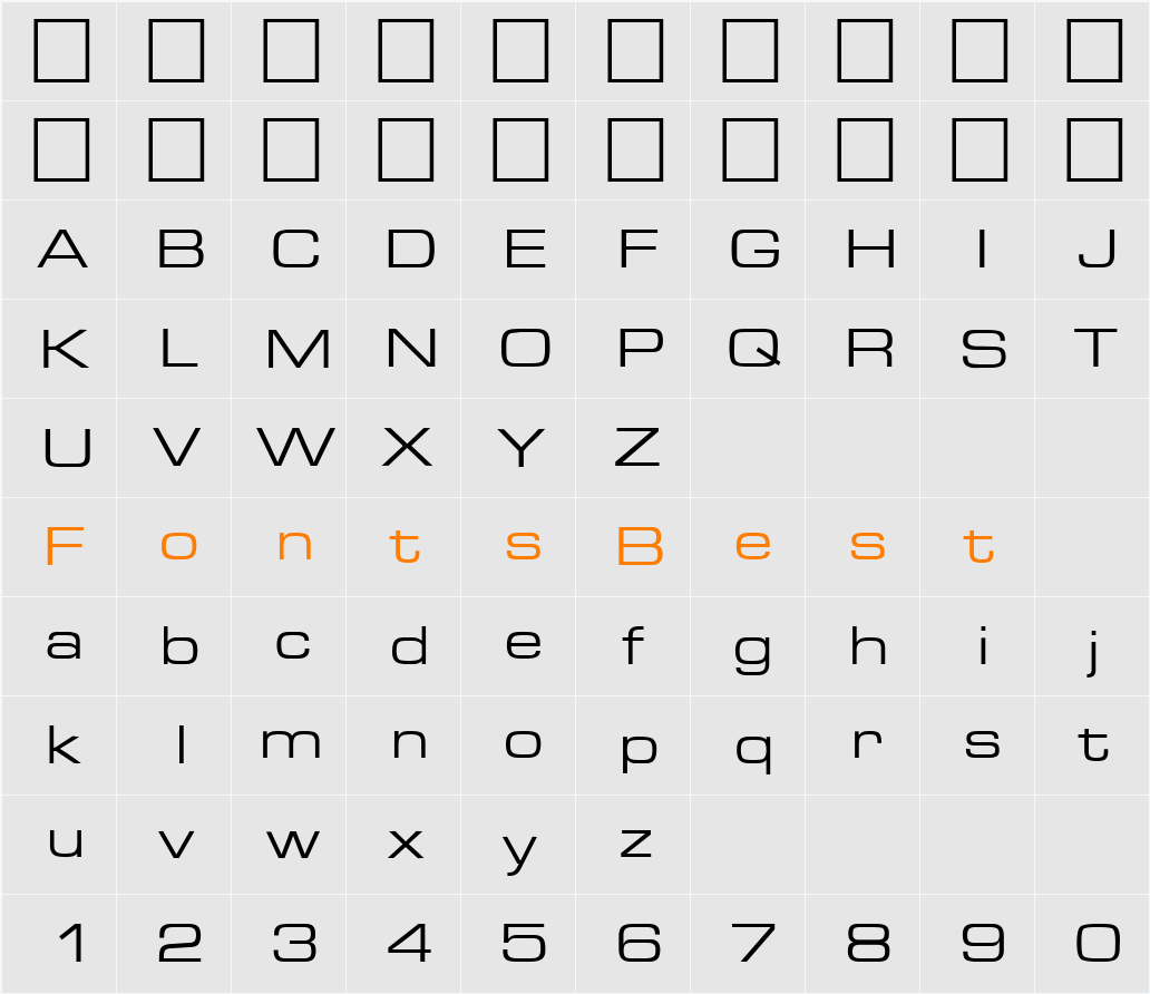 Microgram DB Character Map