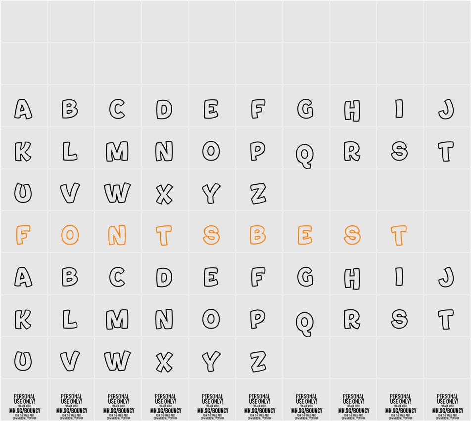 Bouncy PERSONAL USE ONLY Character Map