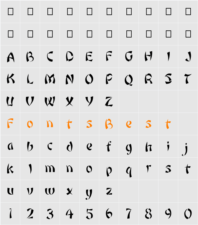 FZ UNIQUE 22 Character Map