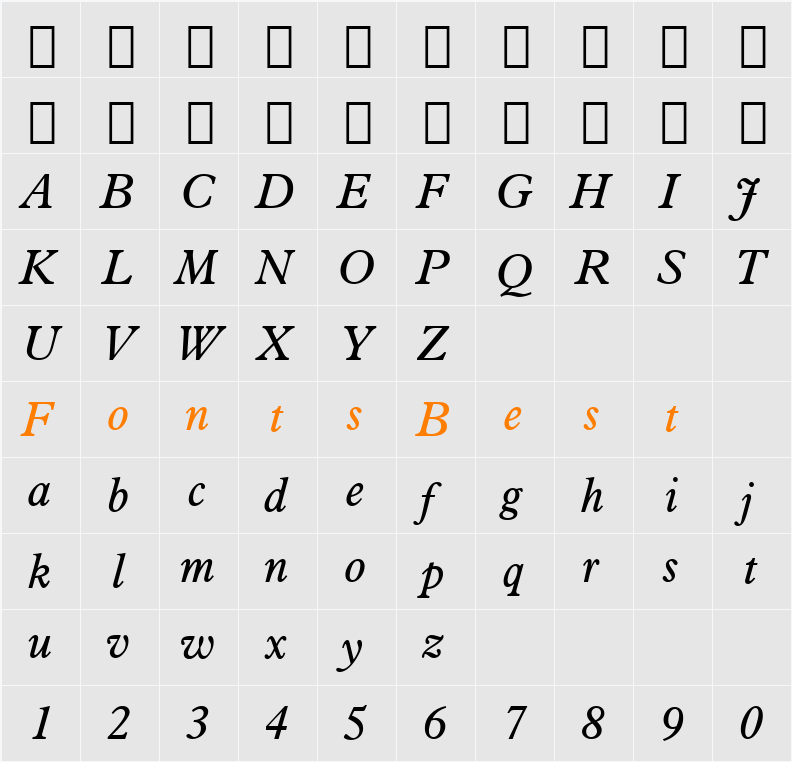 Aldine721 BT Character Map