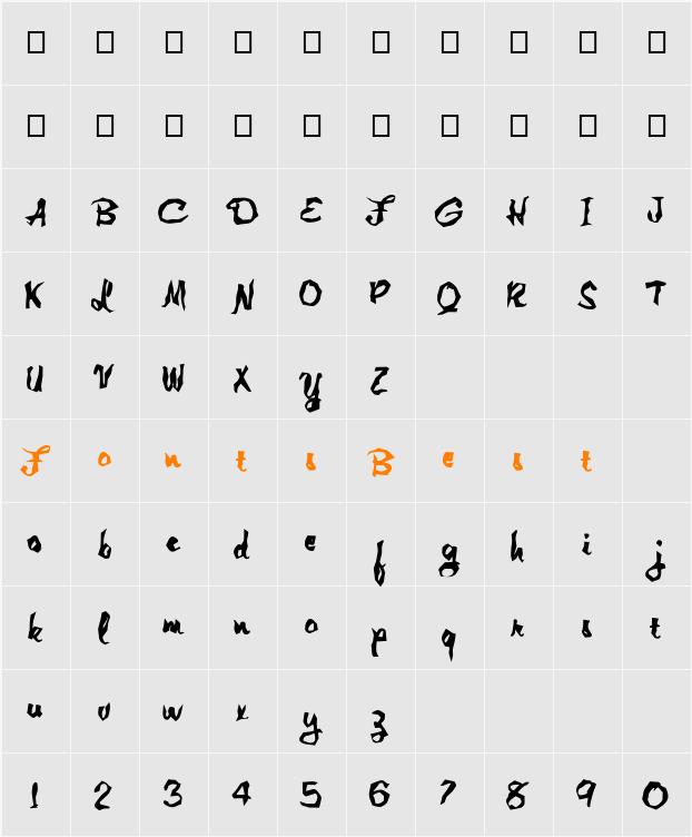 FZ WACKY 1 Character Map