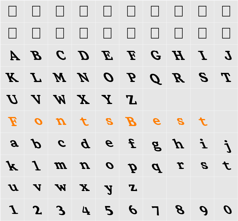 FZ ROMAN 32 LEFTY Character Map