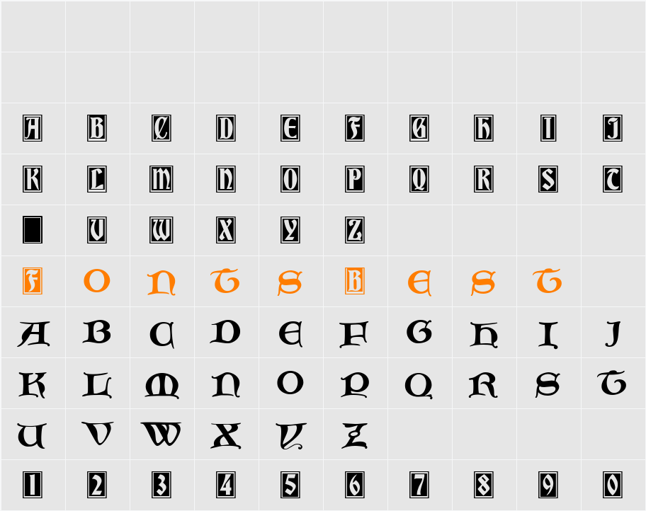 InitialsBradleyandCaxton Character Map