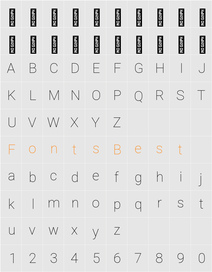 Heebo Thin Character Map