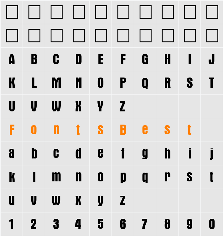 Aurora BdCn BT Character Map