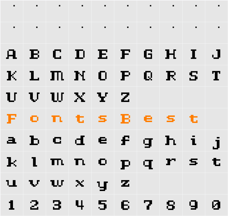 D3 LiteBitMapism Bold-Selif Character Map