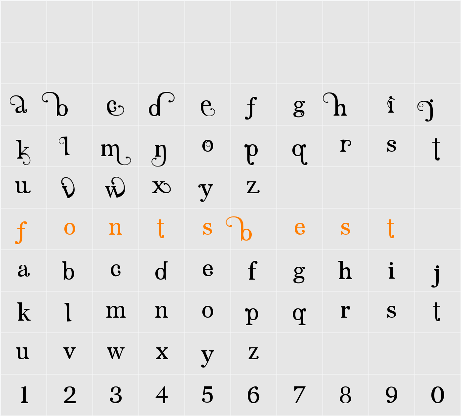 Angelic Serif Character Map