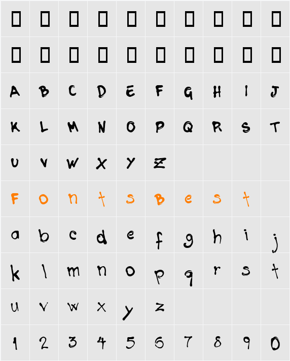 Catchup Sans Character Map