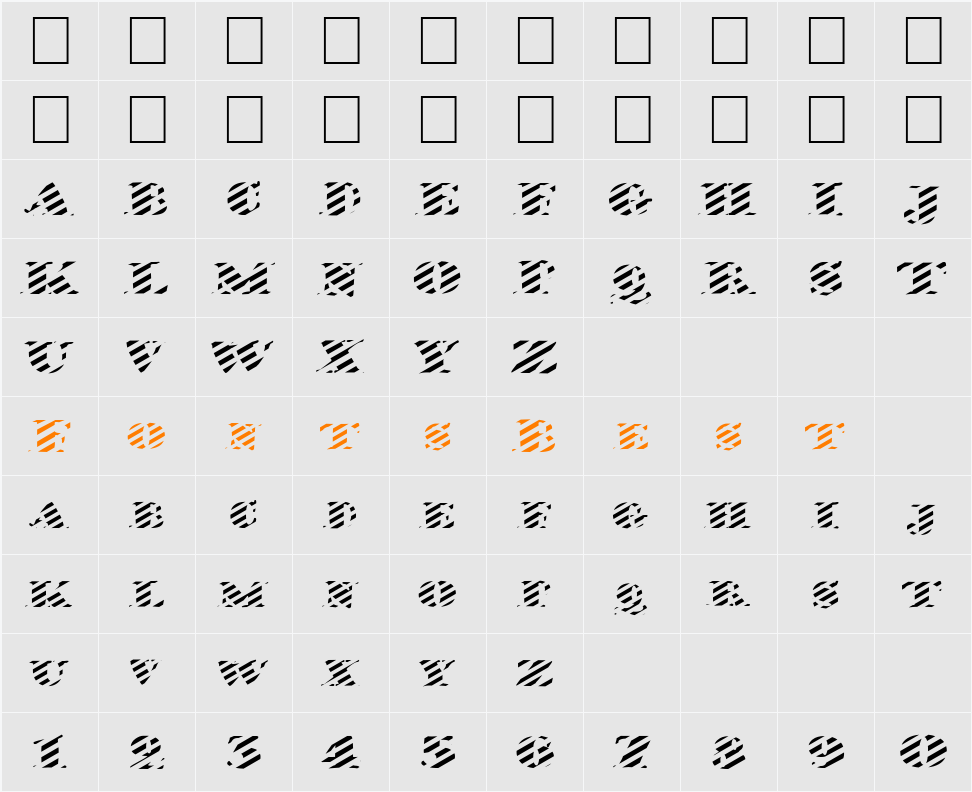 FZ JAZZY 38 STRIPED Character Map