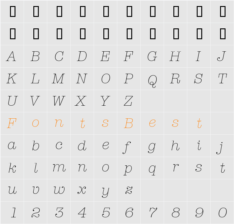 AmTypewriterITCTT Character Map