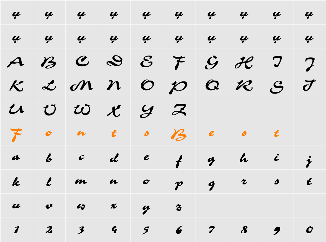 Corrida Character Map