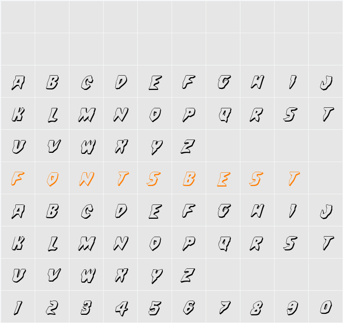 Count Suckula 3D Italic Character Map