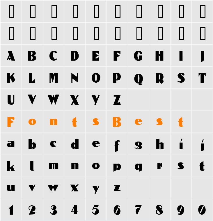 ConstantineCondensed Character Map